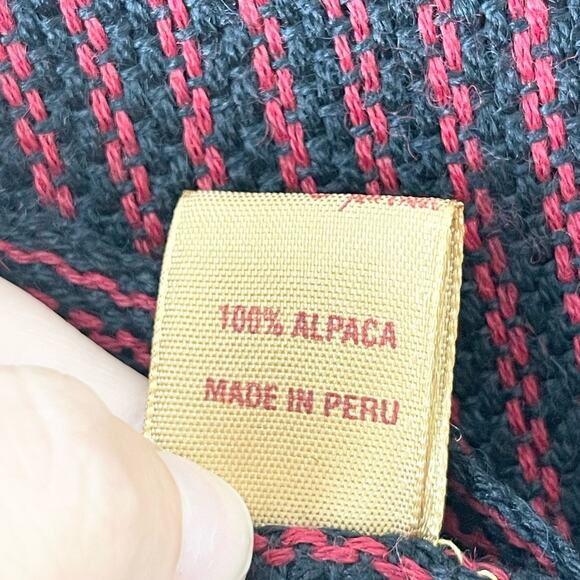 Sanyork Alpaca Knit Scarf with fringes black and red - Picture 5 of 5